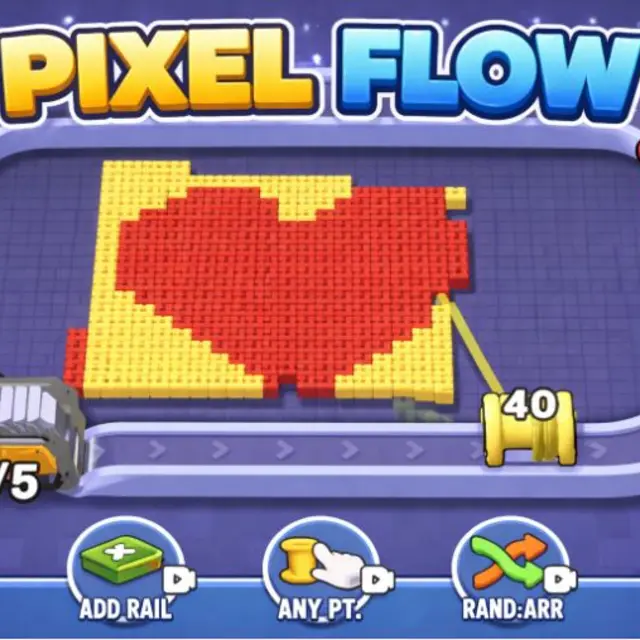 Coloured cannons on a moving belt facing a board of blocks