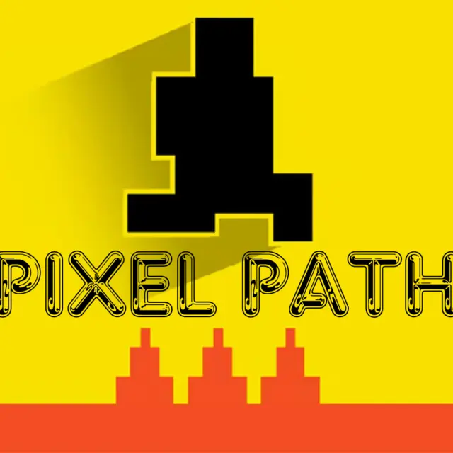 Pixel hero jumping over spikes between crumbling platforms