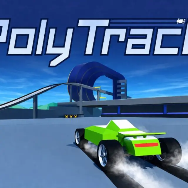 Low-poly car cornering on a time attack circuit with a ghost car alongside