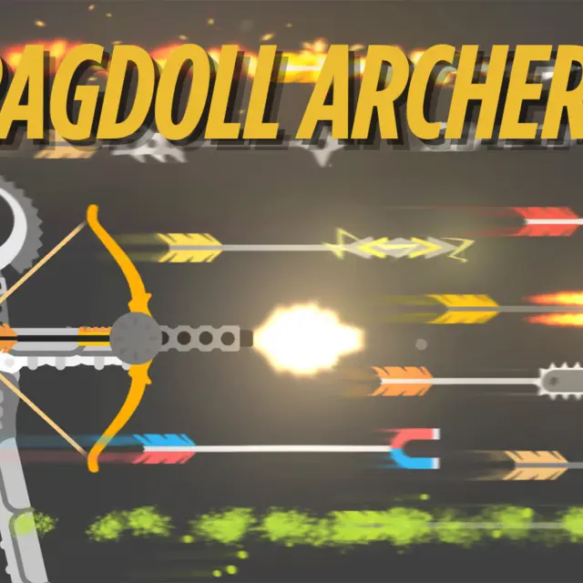 Two ragdoll archers drawing bows across uneven terrain