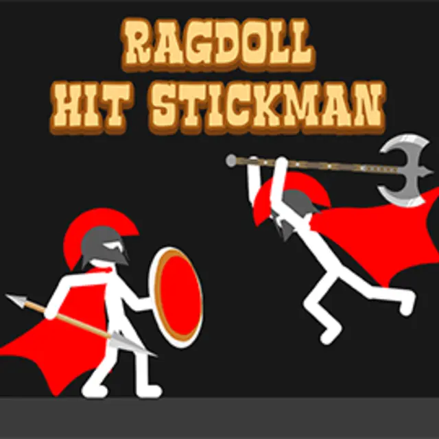 Two ragdoll stickmen mid swing beside arena spikes