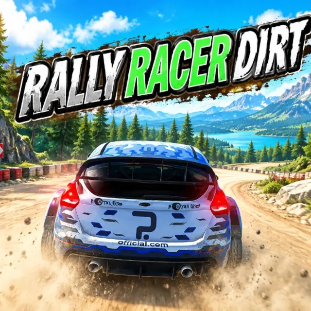 Rally car sliding sideways through a dirt hairpin