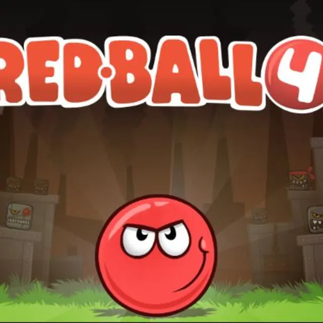 Red ball rolling up a slope toward a gap and spikes