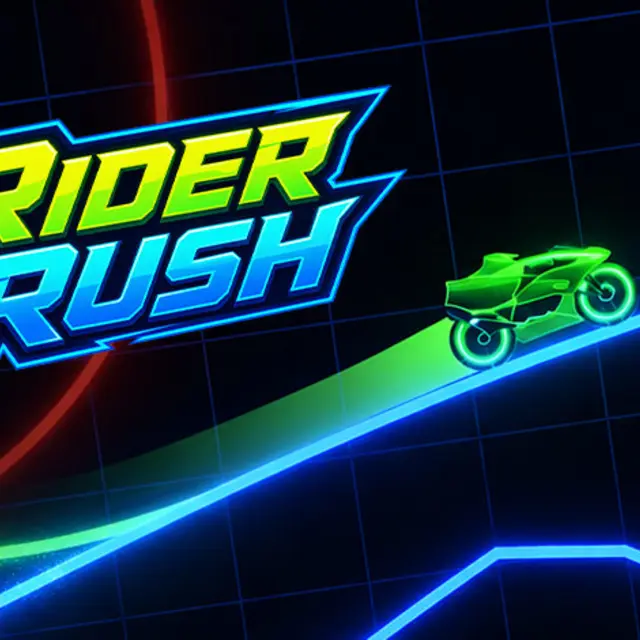 Neon motorbike flipping through a coloured loop track
