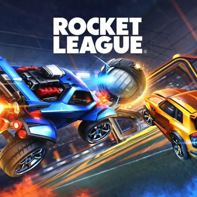 Rocket powered cars contesting a large ball in an enclosed arena