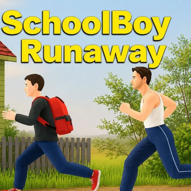 First person view of a house hallway with a parent visible in the next room