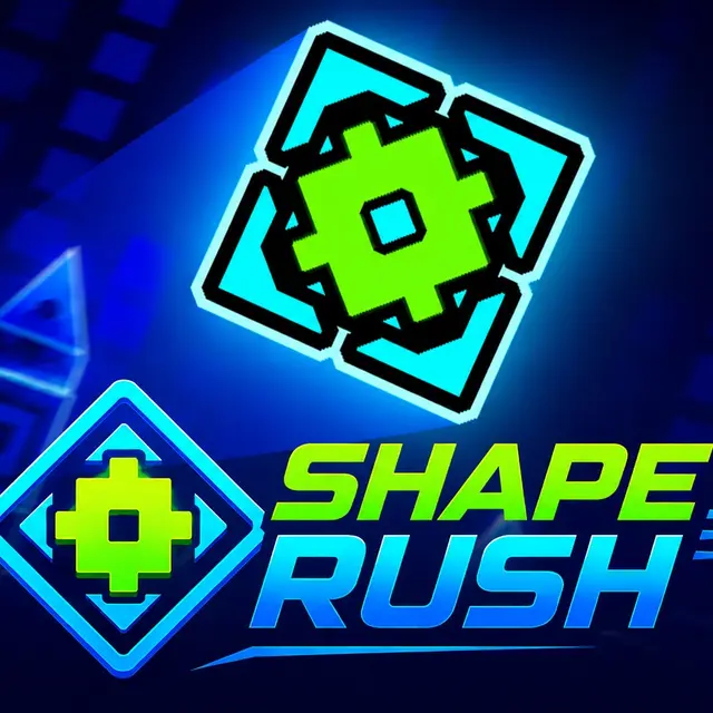 Geometric shape jumping over spikes in a rhythm platformer