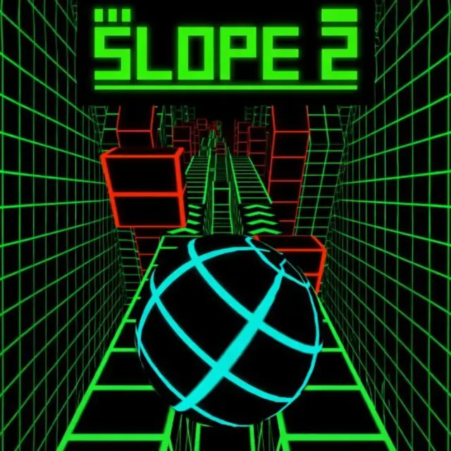 Glowing ball rolling down a neon track in a dark void