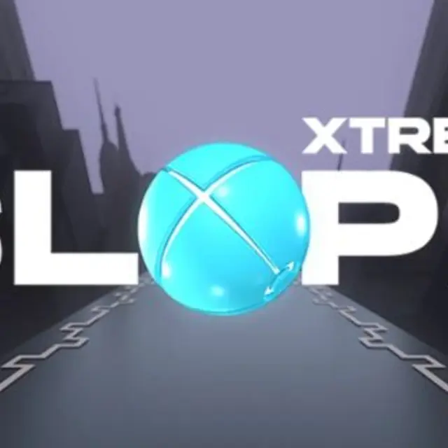 Ball rolling past moving blocks and a ramp on a descending track