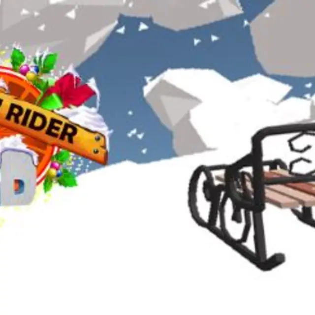 Sled crossing an open snowy slope scattered with obstacles