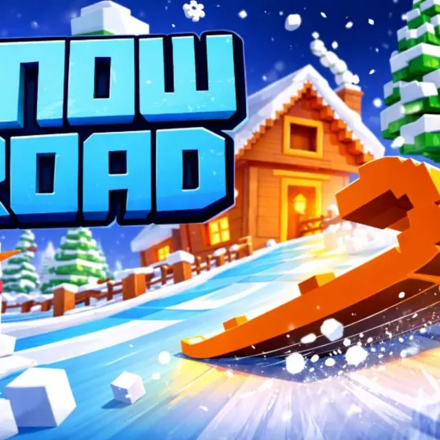 Pixel sled speeding down a snowy mountain between trees
