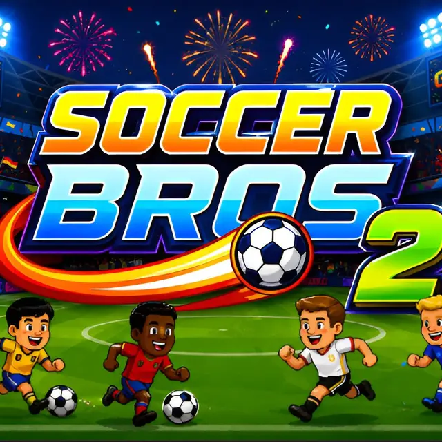 Crowd of small football characters contesting a ball near a goal