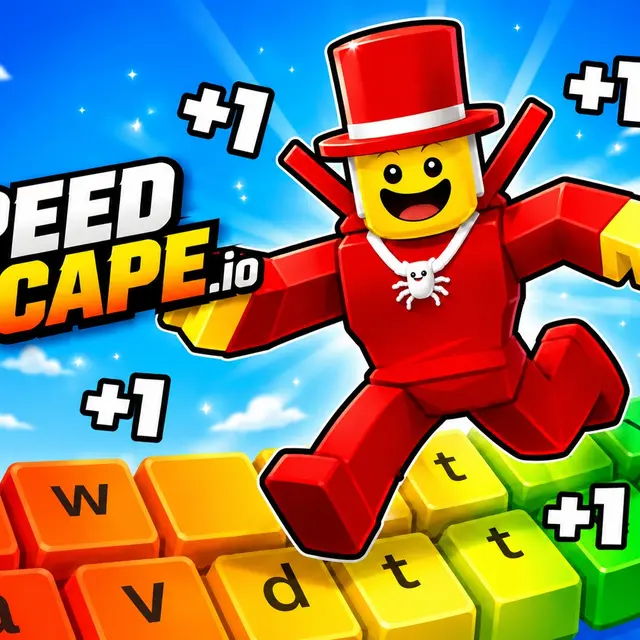 Character sprinting across parkour platforms with a rising speed counter