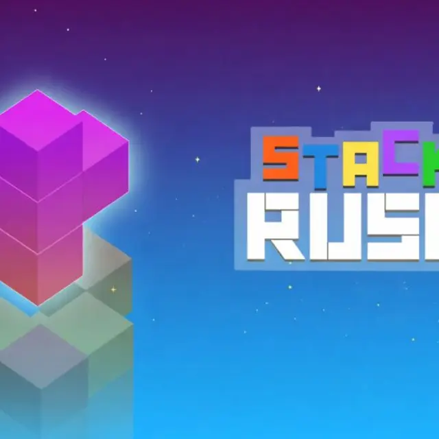 Blocks falling onto a rotating cube platform in a 3D puzzle