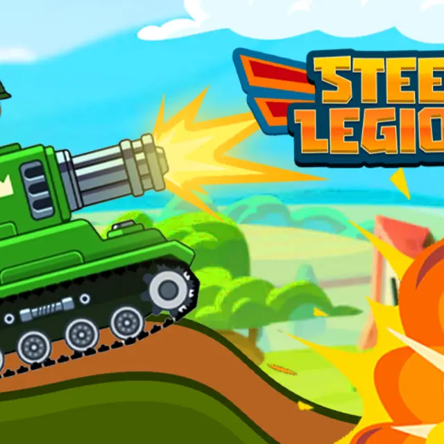 Cartoon tanks exchanging fire across a cluttered battlefield