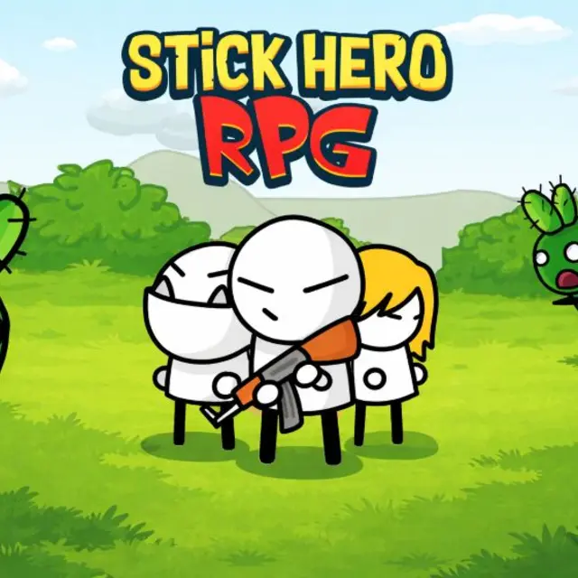 Stick figure fighting waves of enemies with loot drops in an action RPG