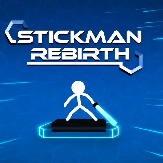 Stickman fighting guards in a laboratory room with a closed door