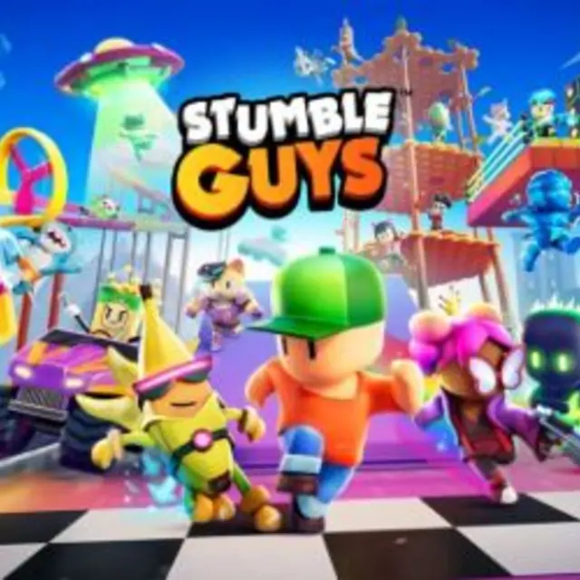 Crowd of characters tumbling through an obstacle course funnel