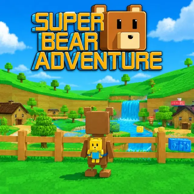 Bear character exploring an open platforming area with collectibles