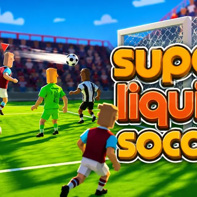 Jelly-like footballers colliding around the ball in a wobbly arcade football match