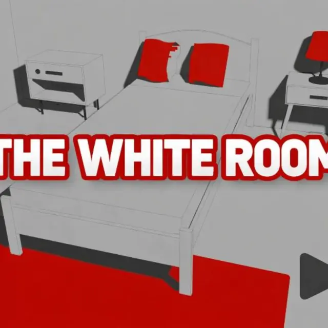 Stark white room with a barely visible seam in one wall