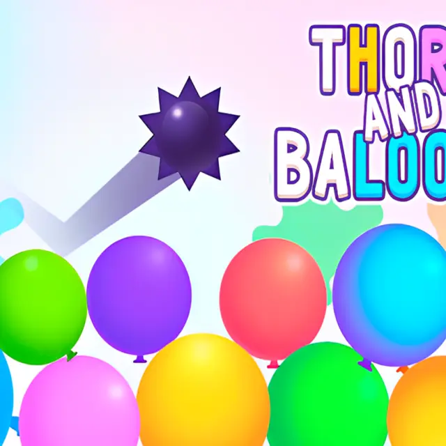Thorn falling through an arrangement of balloons