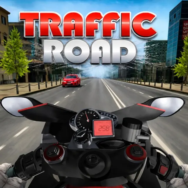 Motorcycle passing close between lorries on a busy motorway