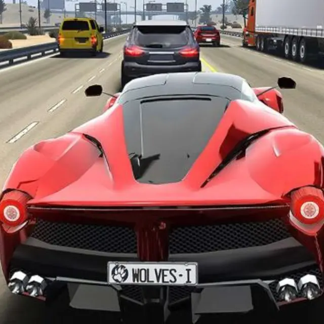 Tuned car overtaking traffic with a career event panel