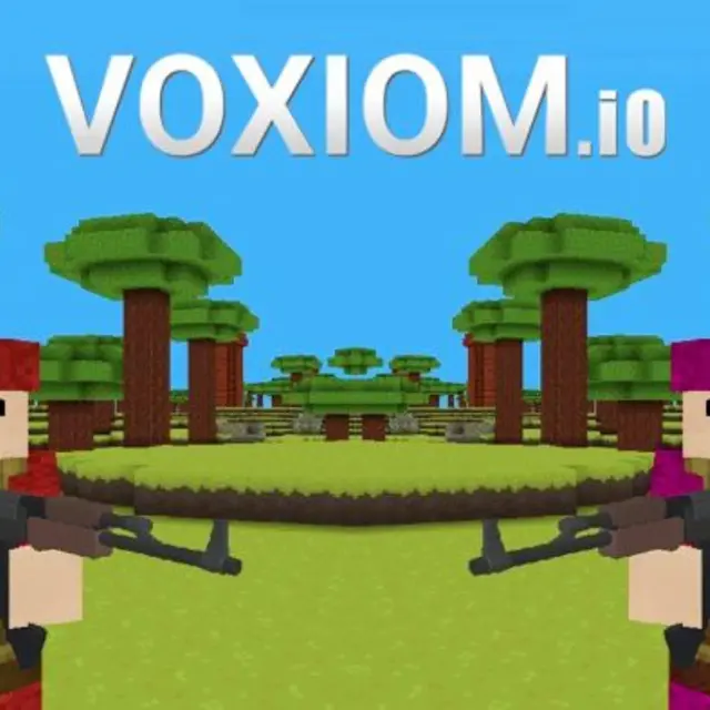 Voxel player building a ramp while under fire