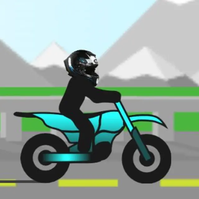 Motorbike holding a wheelie along a flat road