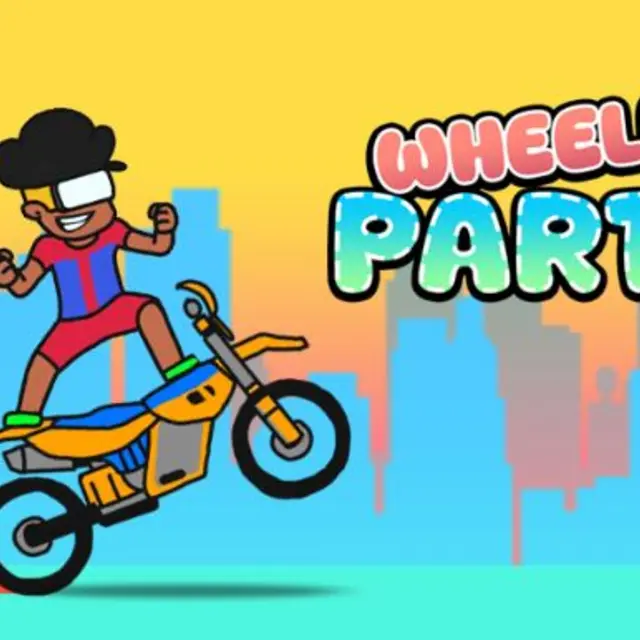 Motorbike on its back wheel with a rising score multiplier