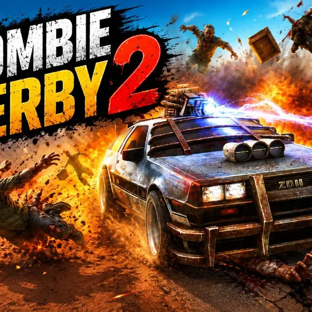Armoured car crushing zombies on a highway with a fuel gauge